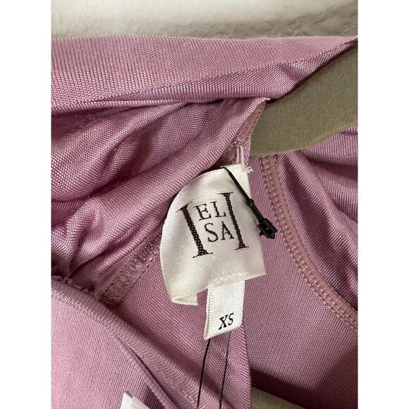 Helsa Slinky Jersey Ruched Sarong Maxi Dress Turtleneck Long Sleeve Purple Sz M - Picture 13 of 13